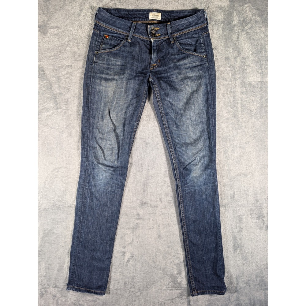 Hudson Women's Skinny Jeans Dark Wash Whiskered Stretch Made in USA Blue Size 25